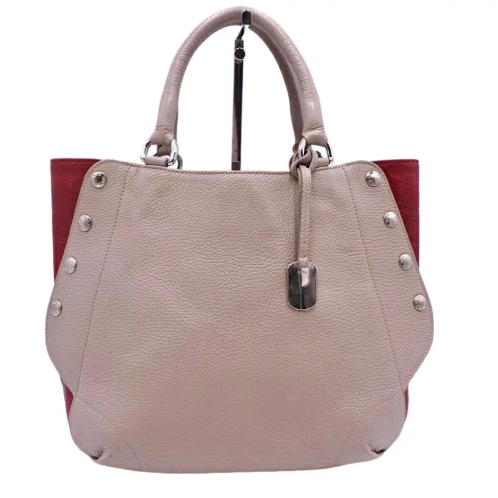 Furla Beige and Red Leather Satchel
